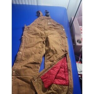 Carhartt Mens R41 Duck Quilt Lined Bib Overalls Size 50 X 30